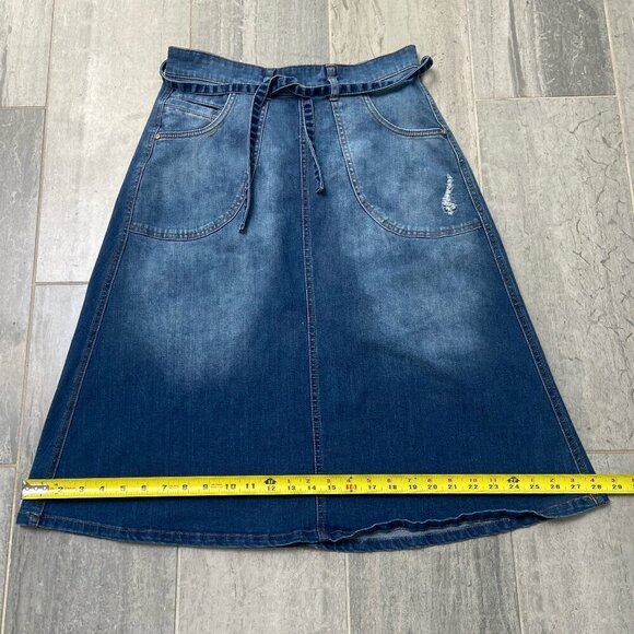 Anthropologie Blue A-Line Denim Skirt - Picture 6 of 10